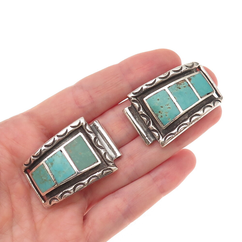 Old Pawn 925 Sterling Silver Vintage Southwestern Turquoise Watch Band Bracelet